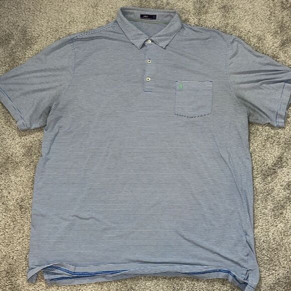 2-Men’s retro Johnnie-O blue & pink cotton/spandex Pocket Polo golf shirt XXL - Picture 4 of 7